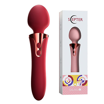 Heating Double-Headed Vibration Scepter Massager Wand-Red