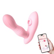 タベナ 伸縮バイブレーション吸引ハーネスバイブレーター APP版 - ピンク