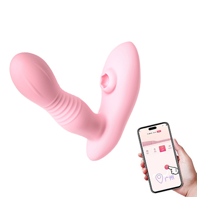 Tabena Stretchable Vibrating Sucking Strap On Vibrator APP Version-Pink