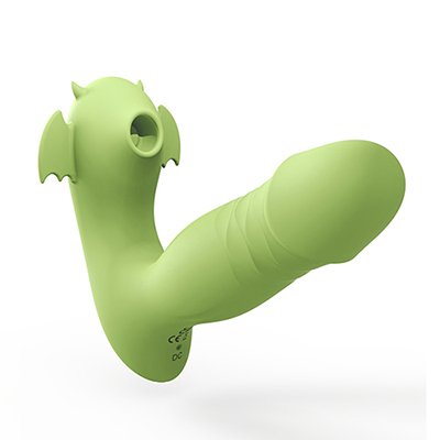 Little Devil Remote Control Heated Suction Thrusting Vibrator(Green)