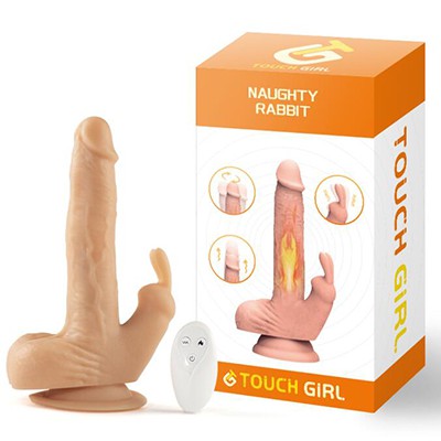 Naughty Rabbit Stretchable Swinging Remote Control Vibrating Heating Dildo