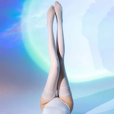 Bright Glossy Lace Sexy Stockings-White Lace White Stockings 