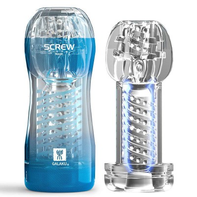 Screw Rotating Suction Masturbator-Blue