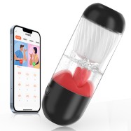 ゼロポイント APPコントロール 舌舐め＆振動 マスターベーションカップ (ブラック＆ホワイト)