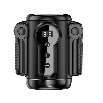 Handle-Controlled Accelerated Thrusting Vibrating Digital Display Masturbation Cup (Black)
