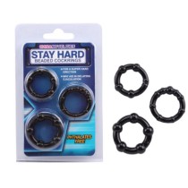 Stay Hard變型金剛特級帶珠鎖精環(黑色)