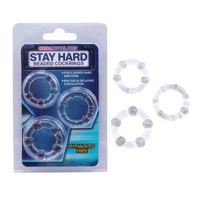Stay Hard變型金剛特級帶珠鎖精環(透明)