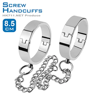 Metal Handcuffs Ankle Cuff With Chain 8.5cm
