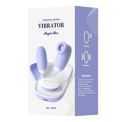 Sucking and 12 Vibration Modes Bullet Egg - Blue Magic Box C
