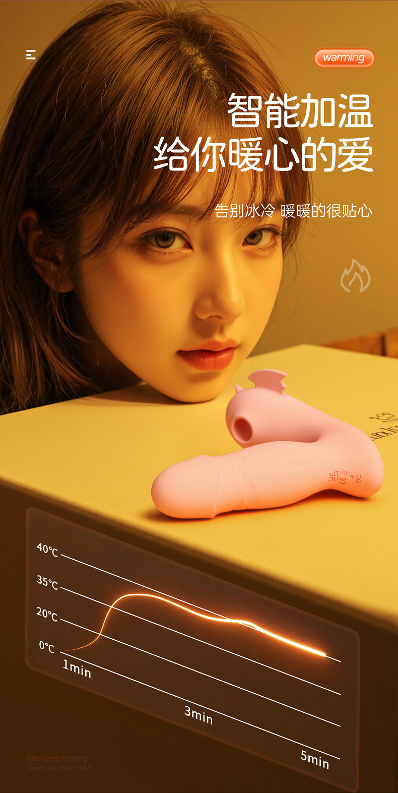 小恶魔穿戴遥控加热吸吮伸缩震动棒(粉绿) 11