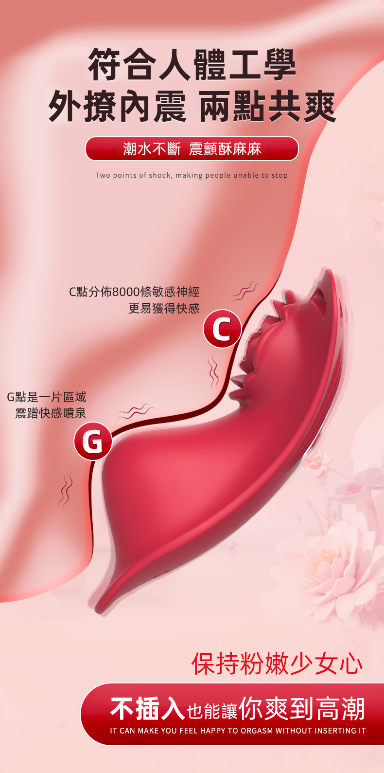 玫瑰蕾絲邊遙控穿戴陰蒂潮吹震動器 04