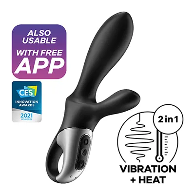 Heat Climax+ Rabbit Vibrator and G-Spot With App Control (Black)