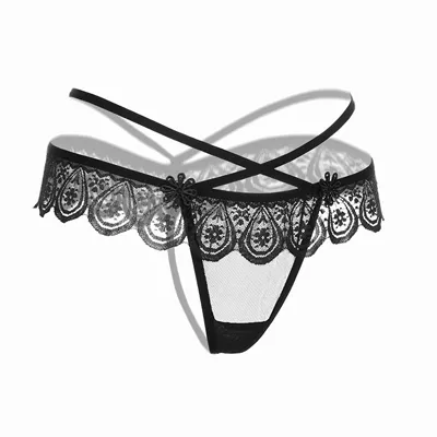 Seductive lace stretch sheer bondage strap thong TR2152
