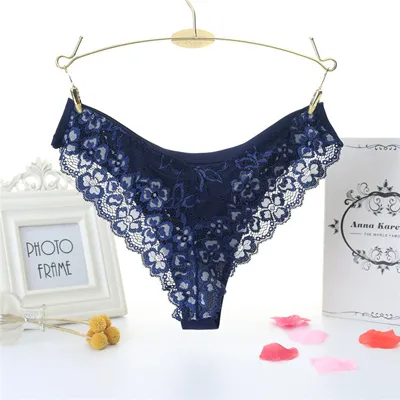 一片式冰絲無痕女內褲 奢華蕾絲性感美臀棉襠丁字褲 TR1526DB