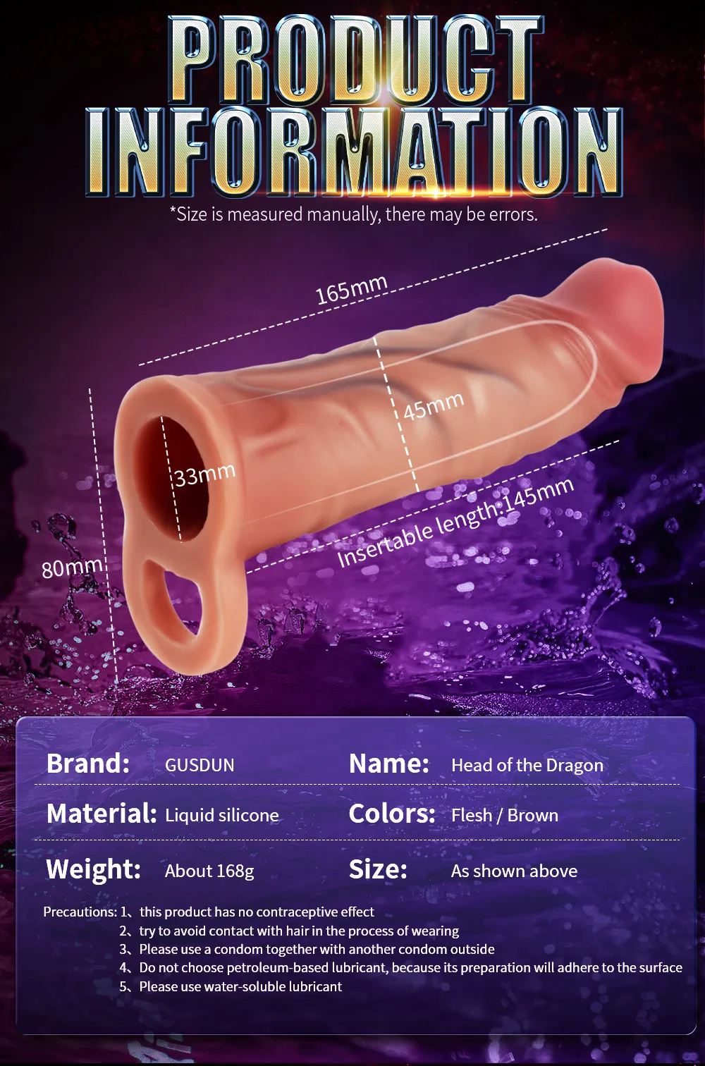 Dragon Head G-Spot Super Soft Silicone Sleeve with Cumshots Control08