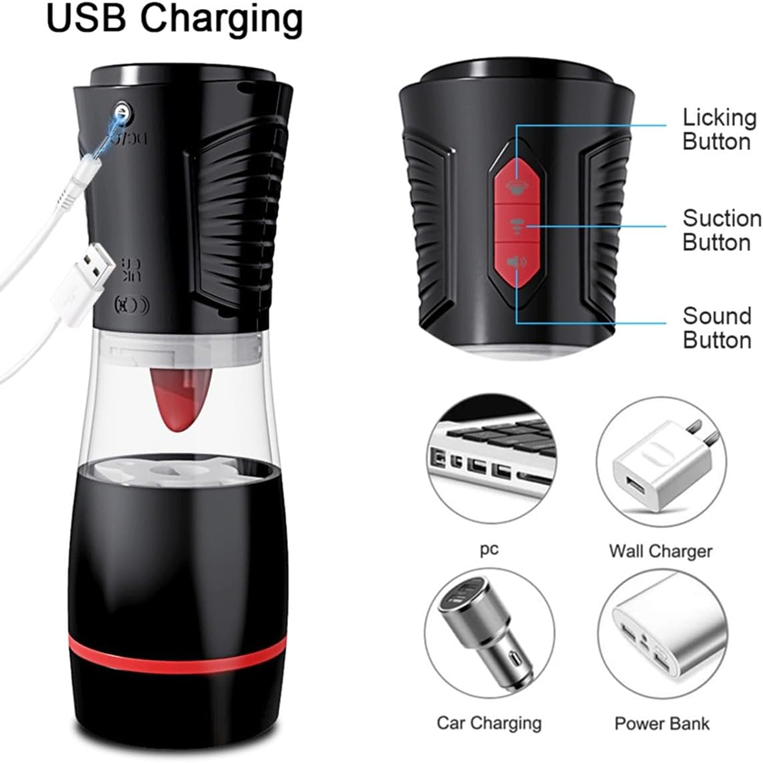 Dual-Action Auto Tongue Licking & Suction Masturbation Cup 04