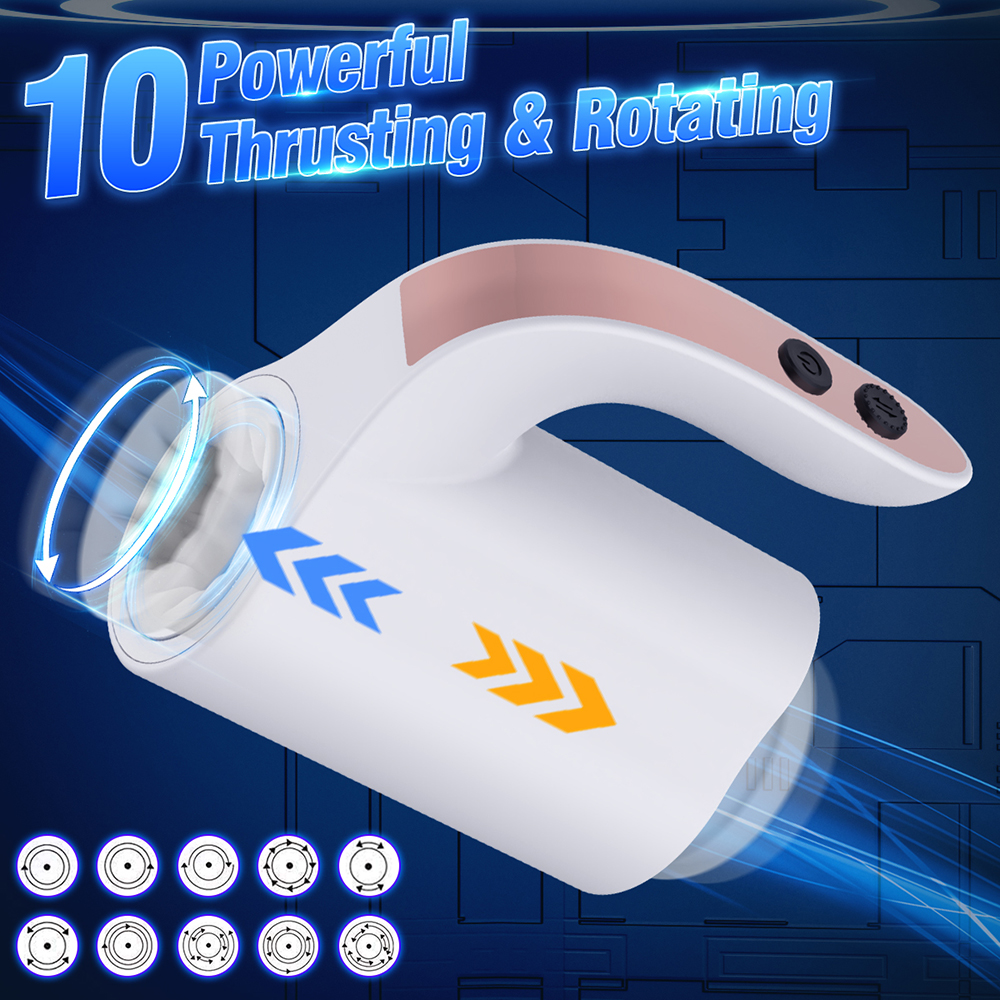 Dora Handheld Thrusting & Rotating Masturbation Cup (White) 01