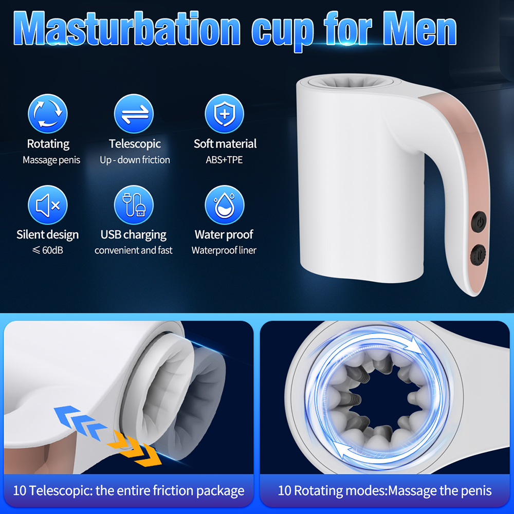 Dora Handheld Thrusting & Rotating Masturbation Cup (White) 08