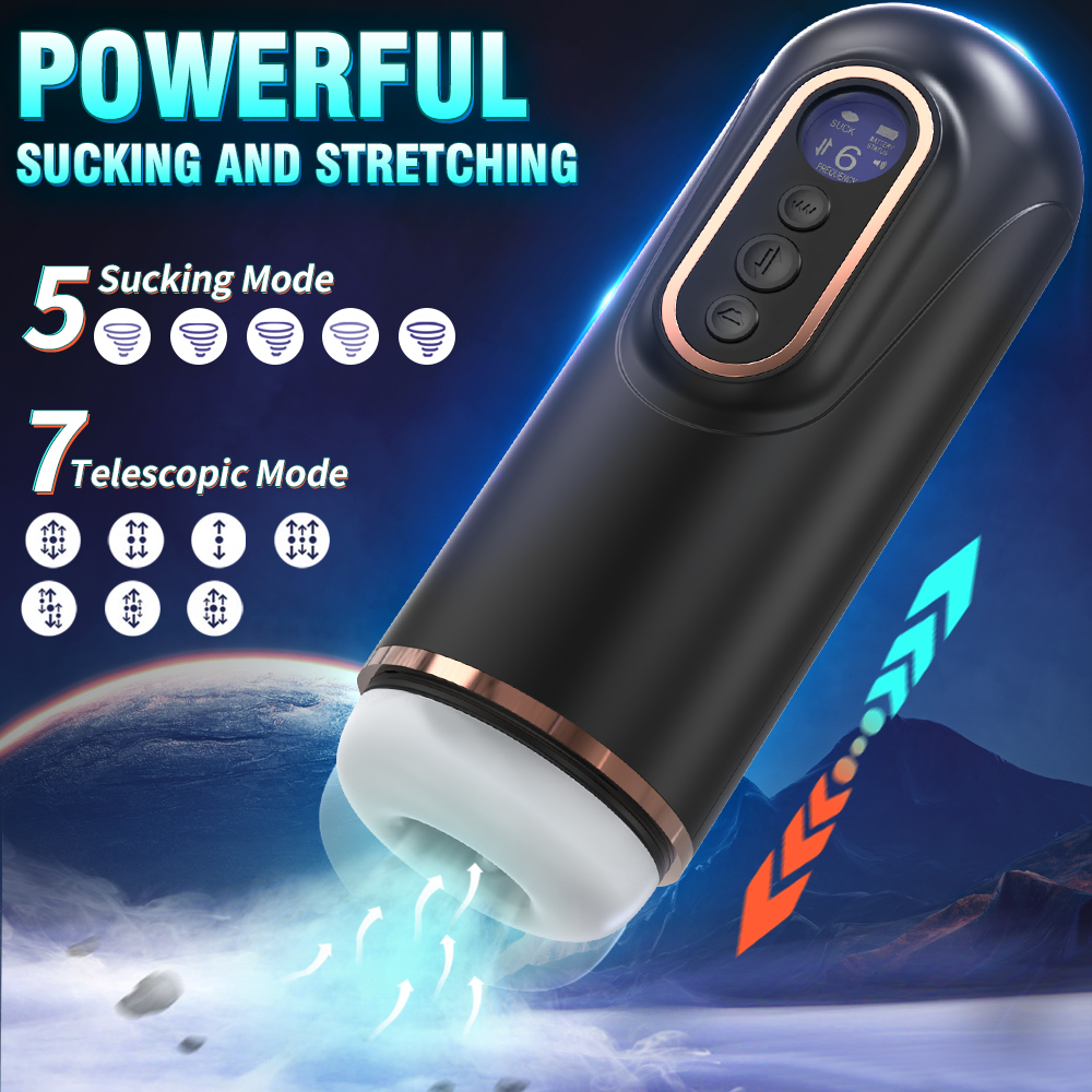 Dollice Thrusting Suction Vibrating Moaning & Warming Masturbation Cup (Black) 01