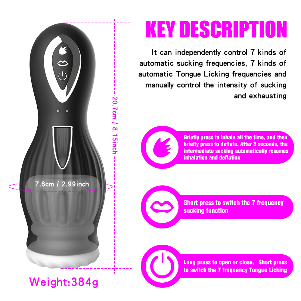 Dragon Lick Tongue Vibrating & Suction Masturbation Cup (Black) 08