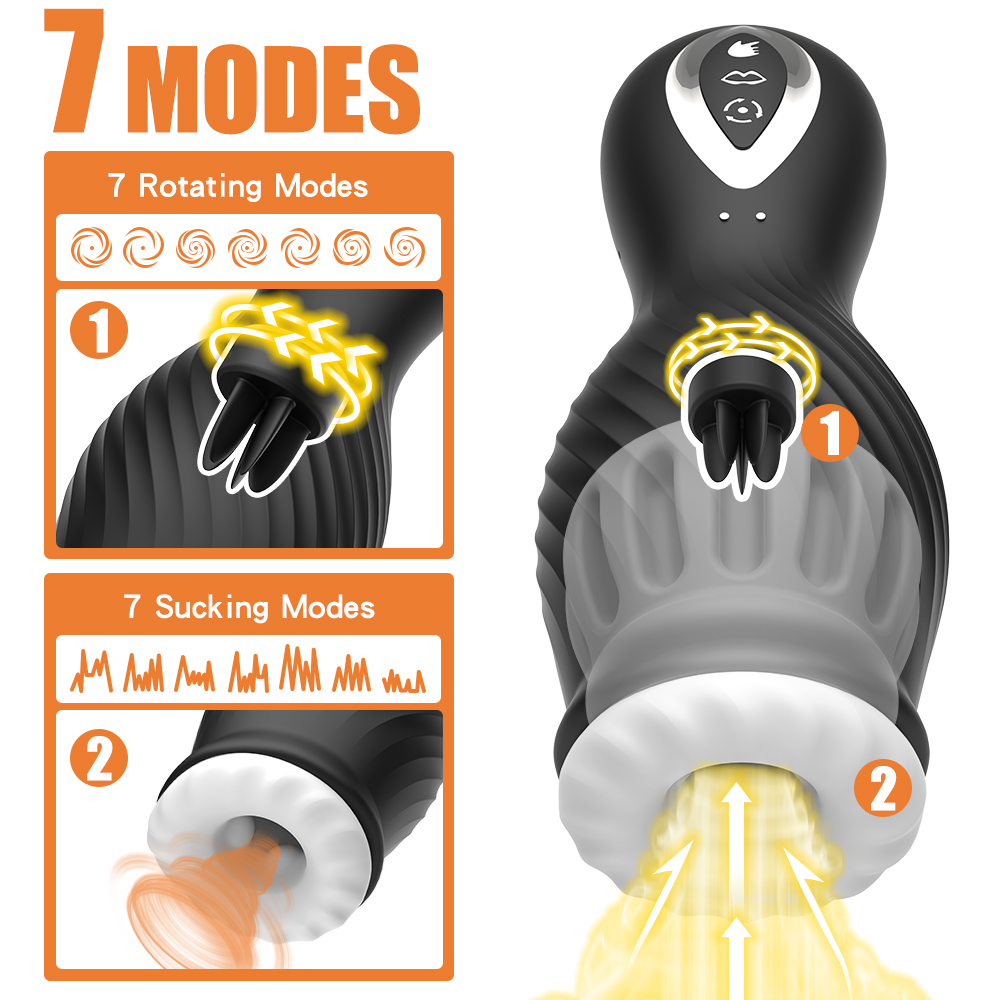 Dragon Spin Rotating Tongue Suction Masturbation Cup (Black) 03