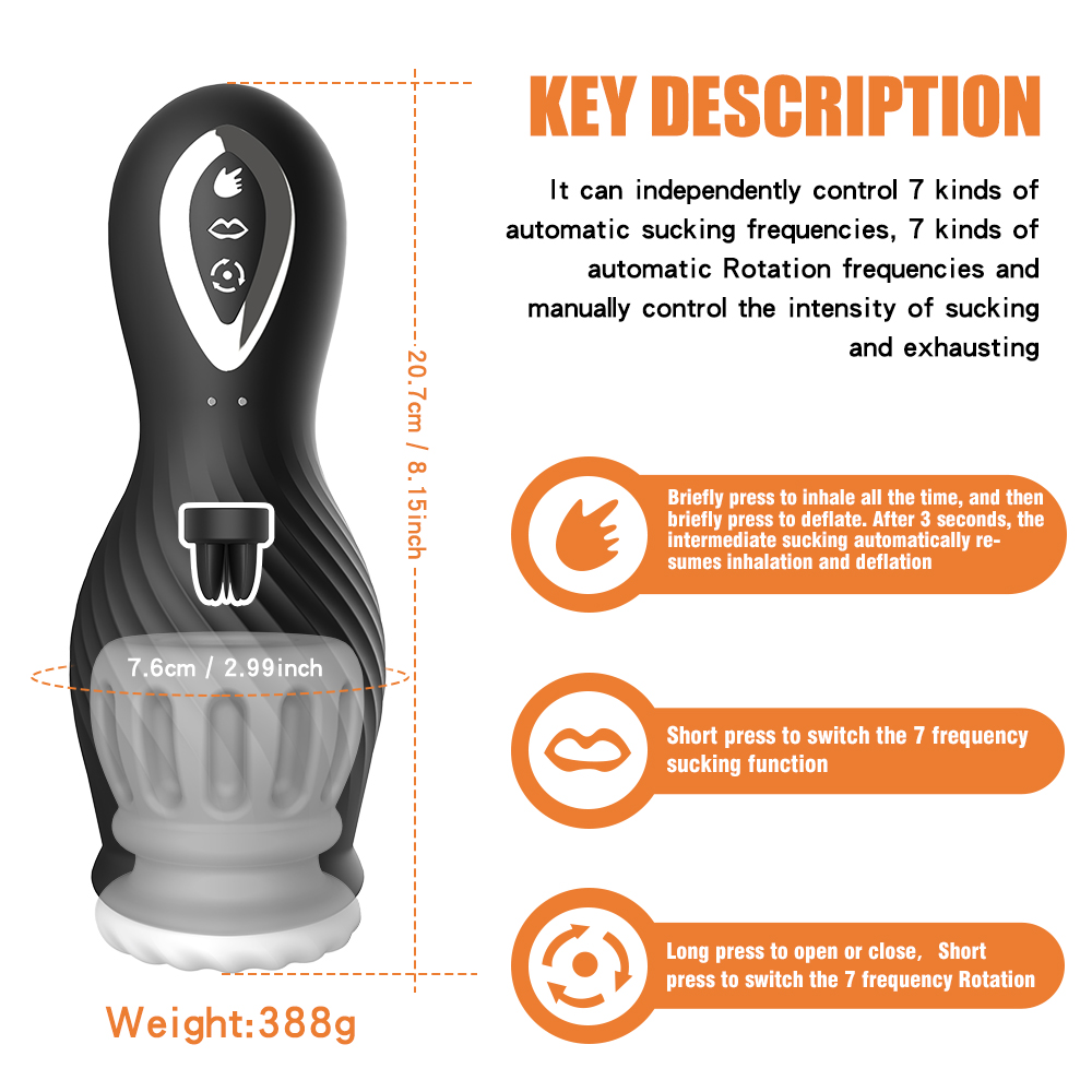 Dragon Spin Rotating Tongue Suction Masturbation Cup (Black) 08