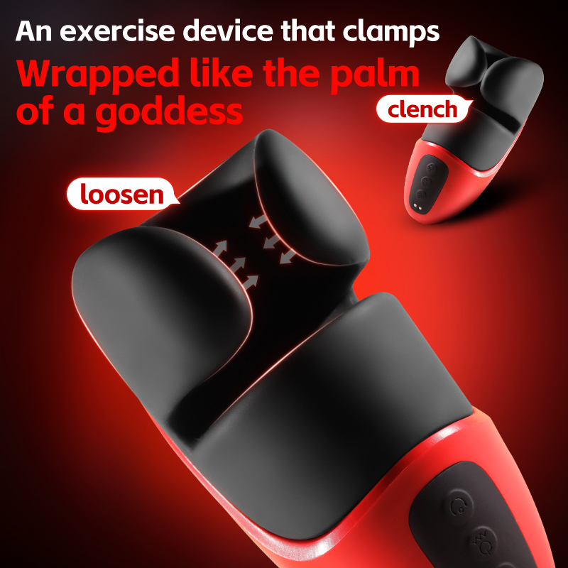 Lina Clamping & Vibrating Training Masturbator (Black & Red) 02