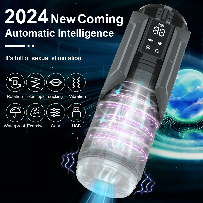 Mecha Dual-Vibration Thrusting Rotating & Suction Masturbation Cup (D11B Black) 04
