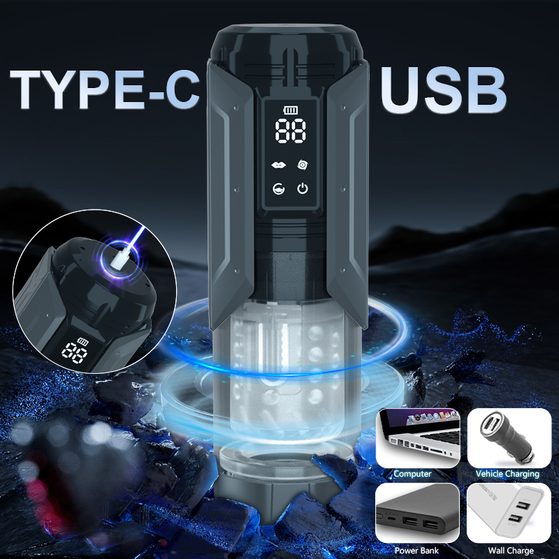 Mecha Dual-Vibration Thrusting Rotating & Suction Masturbation Cup (D11B Black) 06