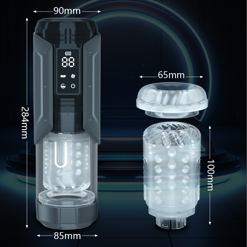 Mecha Dual-Vibration Thrusting Rotating & Suction Masturbation Cup (D11B Black) 09