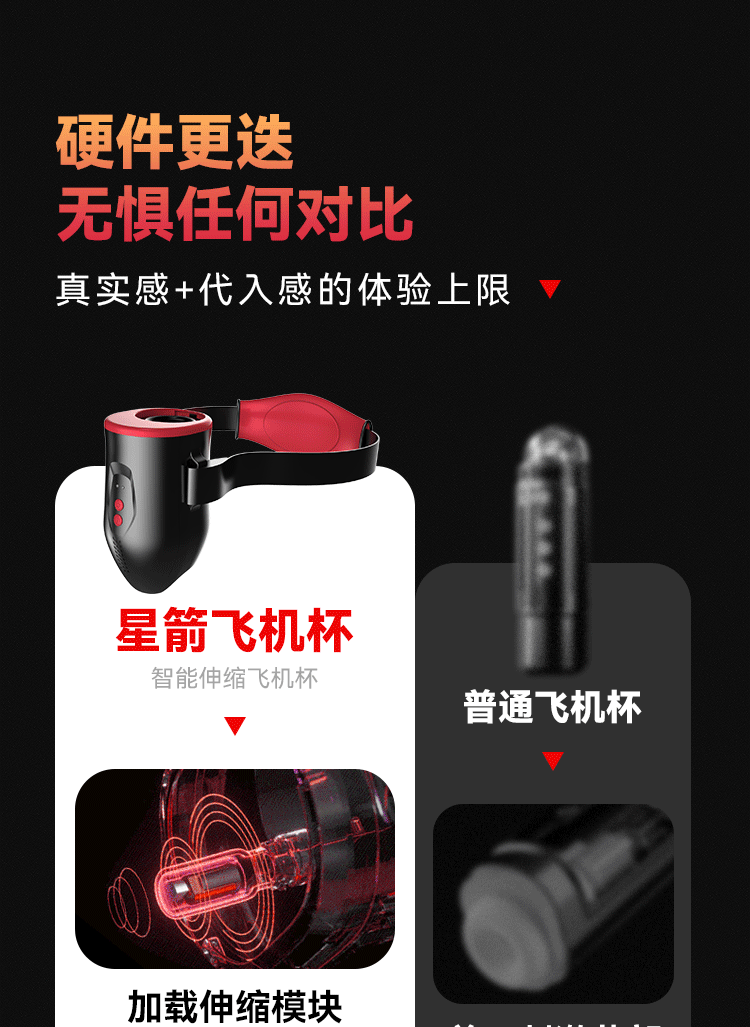 伸缩震动绑腰星箭飞机杯 黑色 05