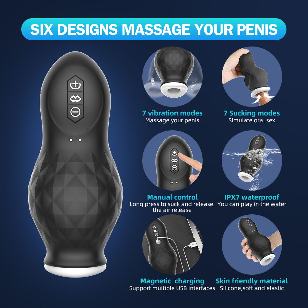 Dragon Scale Suction & Vibrating Masturbation Cup (Black) 01