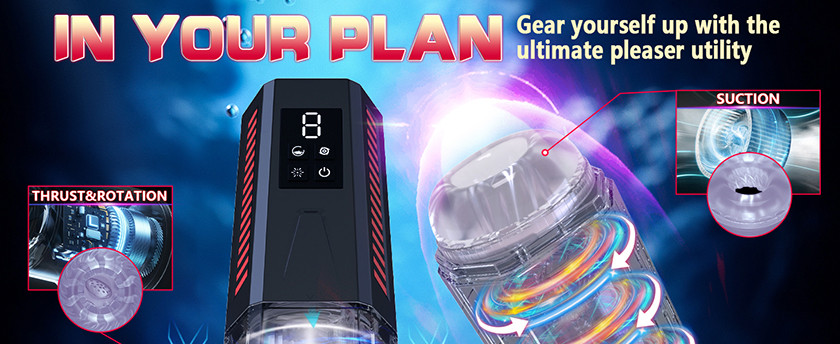 Space Dual-Vibration Thrusting & Rotating Masturbation Cup (D08A Black) 02