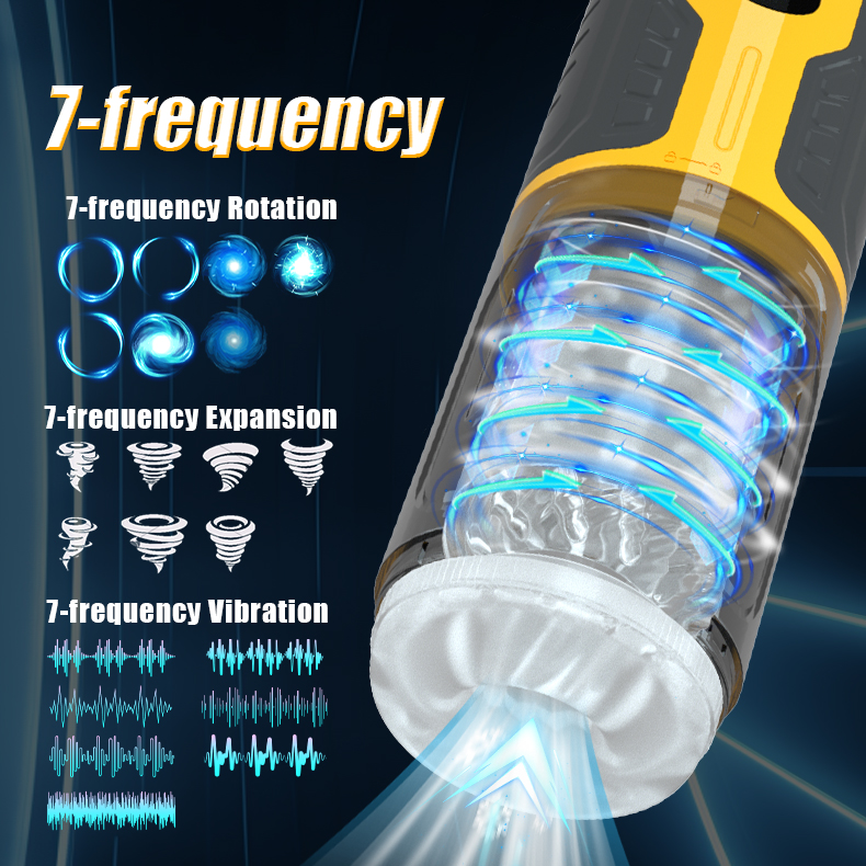 Interstellar Dual-Vibration Thrusting & Rotating Masturbation Cup (D08C Yellow) 02