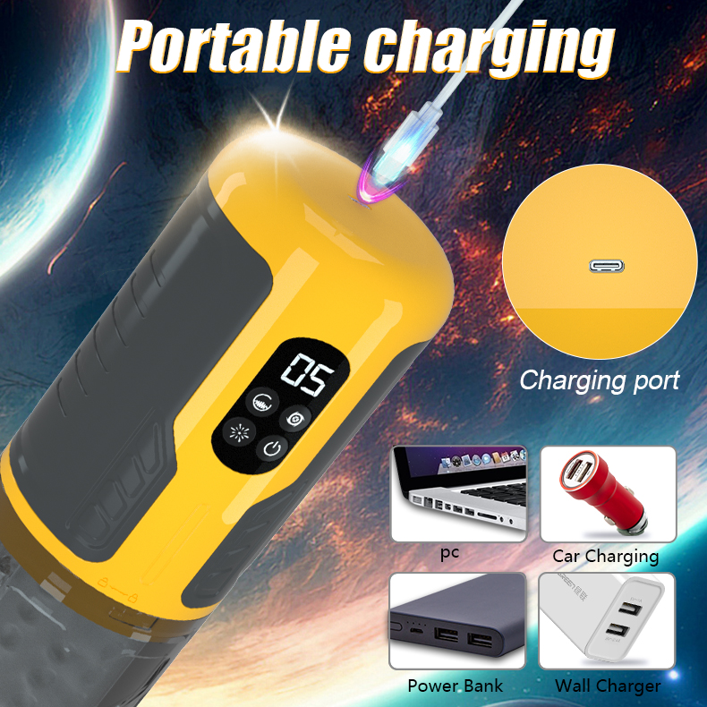 Interstellar Dual-Vibration Thrusting & Rotating Masturbation Cup (D08C Yellow) 04