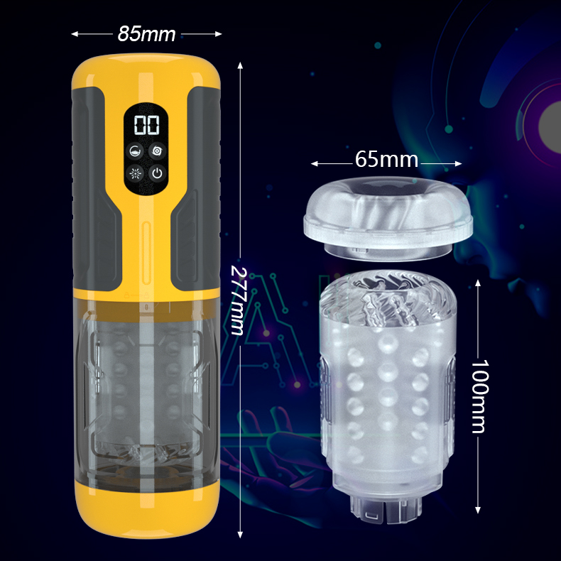 Interstellar Dual-Vibration Thrusting & Rotating Masturbation Cup (D08C Yellow) 05