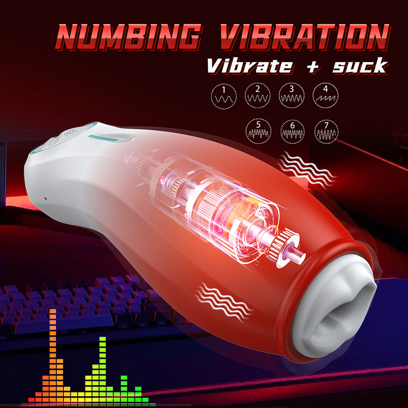 Dragon Shadow Colorful Suction & Vibrating Masturbation Cup (Red) 06